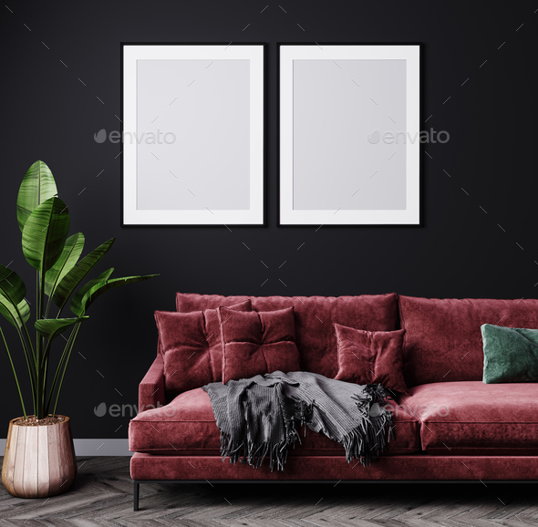 Dark grey and red deals living room